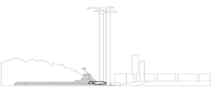 A space observatory surrounded by some trees and buildings.